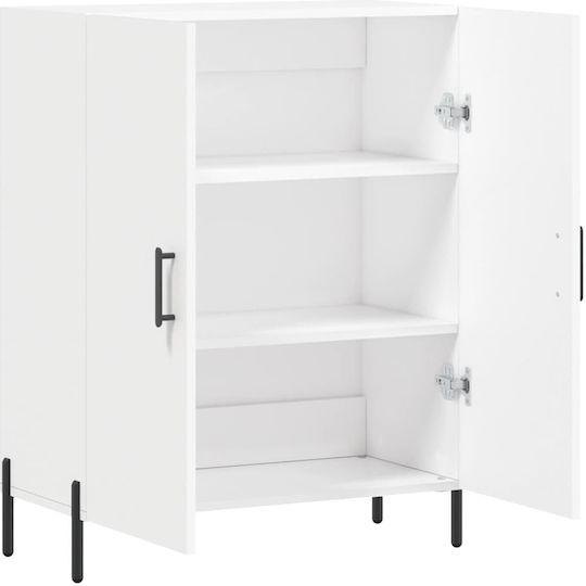 Dulap de Pardoseală pentru Sufragerie din Lemn și Metal Alb 69,5x34x90 cm