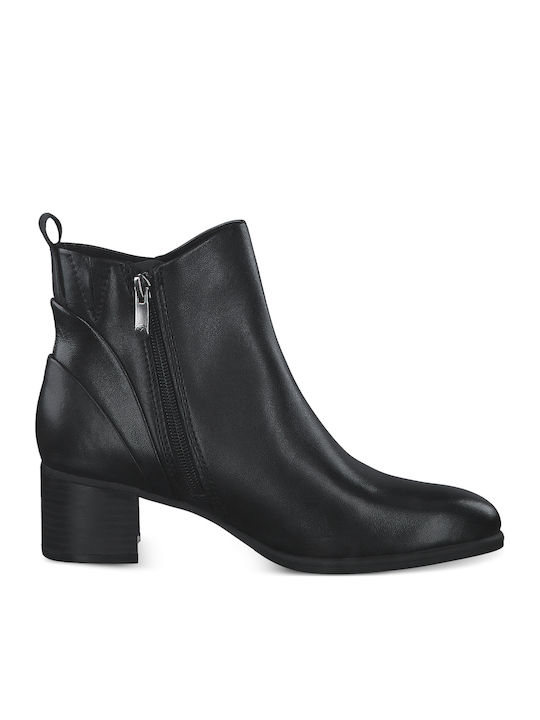 Leather Women's Chelsea Ankle Boots with Medium Heel Black