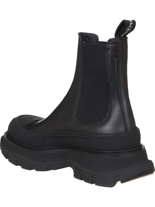 Leder Damen Knöchelstiefel Schwarz