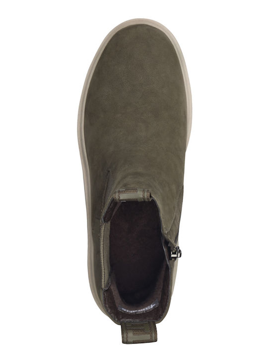 Leather Women's Chelsea Boots Khaki