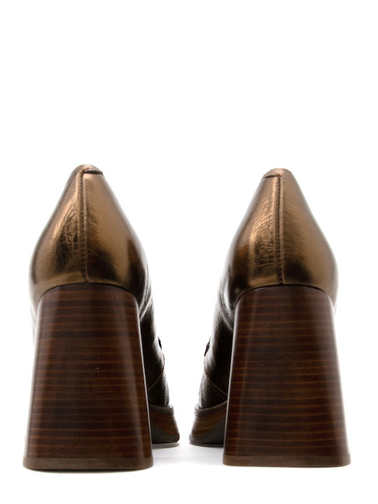 Leather Gold High Heels