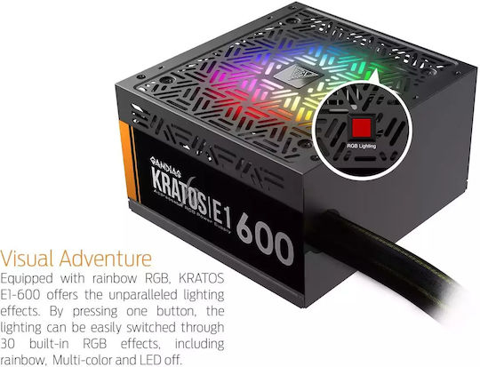 Gamdias Kratos E1-600 600W Schwarz Computer-Netzteil Voll verkabelt 80 Plus Standard