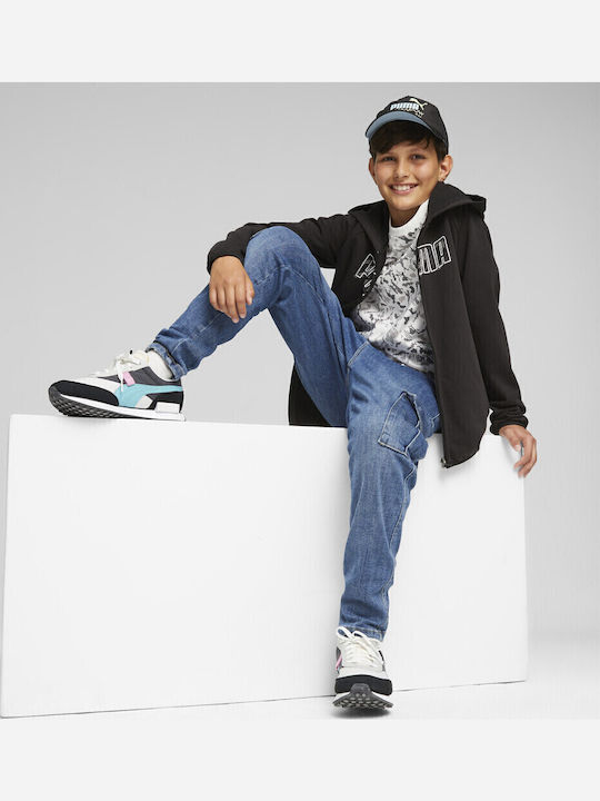 Athletic Kids Sweatshirt Cardigan with Hood Black ACTIVE SPORTS