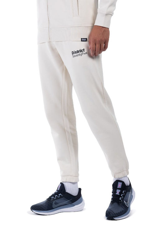 District75 Men's Sweatpants with Rubber White