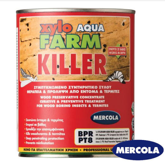 Mercola Xylofarm Aqua Killer Συντηρητικό Ξύλου Νερού Άχρωμο Ματ 750ml
