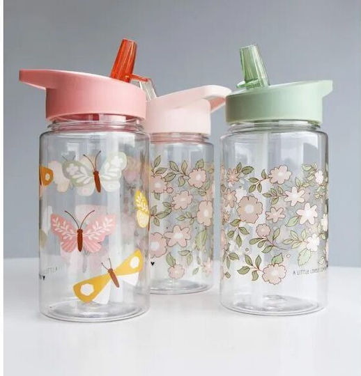A Little Lovely Company Crocodiles Kids Water Bottle Plastic with Straw Green 450ml