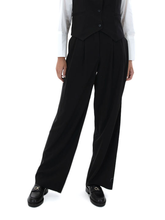 Black n Black Women's High-waisted Fabric Trousers Black