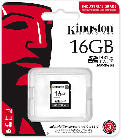 Kingston Индустриална SDHC 16GB U1 V10 A1 UHS-I 100MB/s