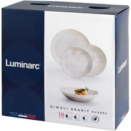Luminarc Diwali Geschirrset aus Porzellan Weiß 18Stück