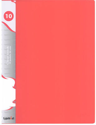 Typotrust Ντοσιέ Σουπλ με 10 διαφάνειες Διαφάνειες για Χαρτί A4 Κόκκινο