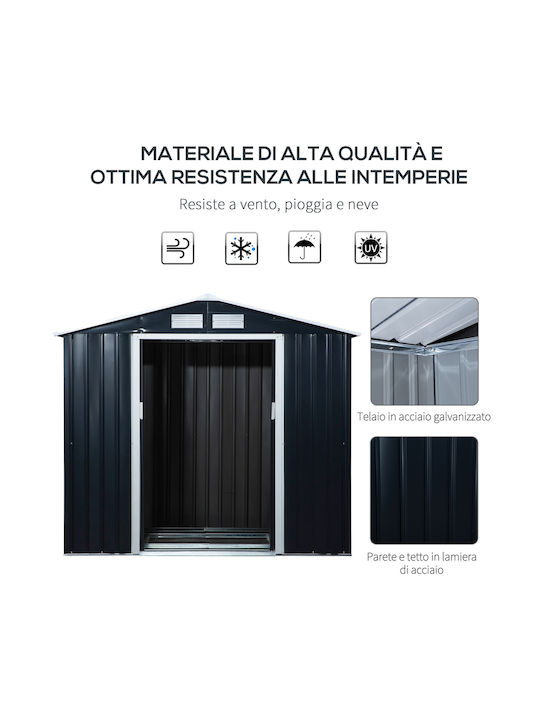 Depozit Metalic de Grădină Rezistent la Vânt L2.13xLăț1.3xÎnălț1.85m