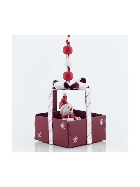 Eurolamp Christmas Metallic Snowman Ornament Burgundy 5.5x6cm