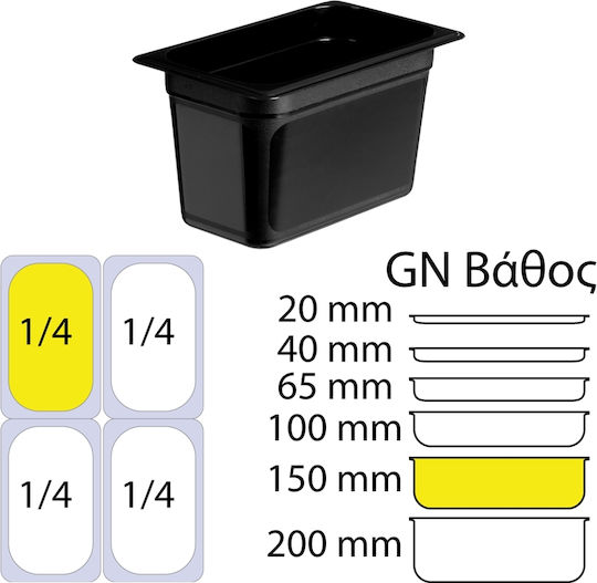 Ready Gastronorm-Behälter Polypropylen (pp) GN1/4 mit Tiefe 150mm