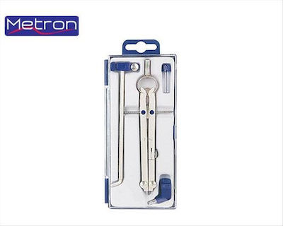 Metron Metallisch Zirkel mit Spitze, Bleistift, Zirkelscheibe in Etui