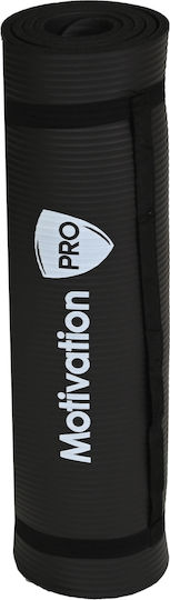 MotivationPro Exercise Mat Black with Carry Strap (183x61x1cm)