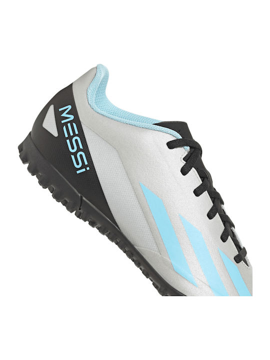 adidas X Crazyfast Messi.4 Футболни Обувки с Гумена Подметка Сребърен Металик / Блажено Синьо / Черно Ядро