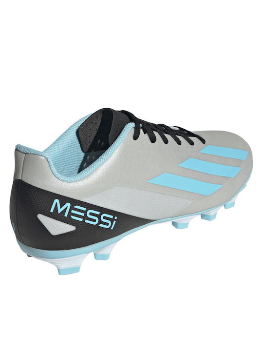 adidas X Crazyfast Messi.4 Football Shoes with Cleats Silver Metallic / Bliss Blue / Core Black