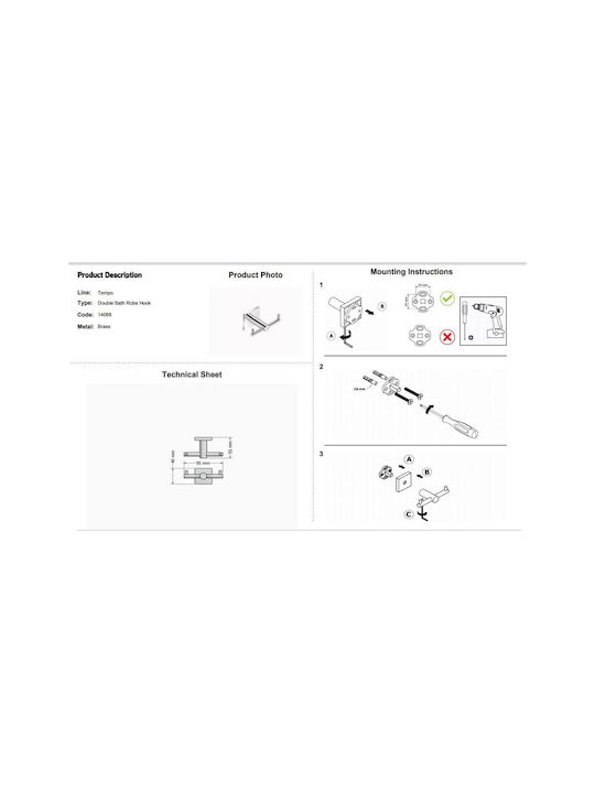 Sanco Tempo Double Wall-Mounted Bathroom Hook Silver