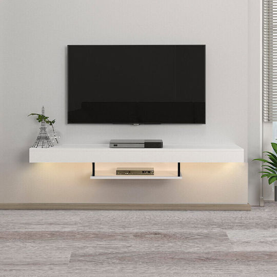 TV Stand Albares with LED Lighting White L150xD29.6xH22cm