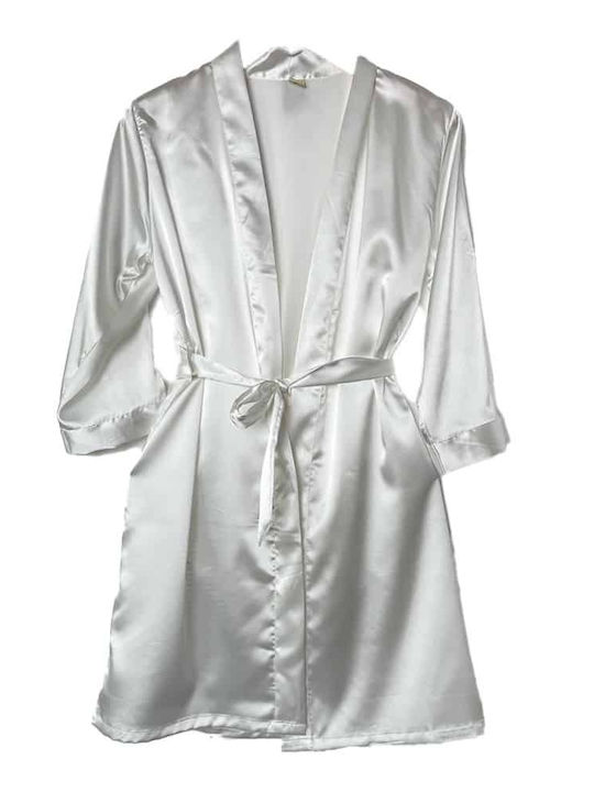 Cootaiya Sommer Braut Damen Satin Robe mit Nachthemd Weiß