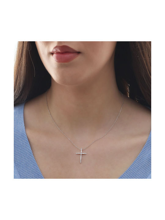 White Gold Cross 18K