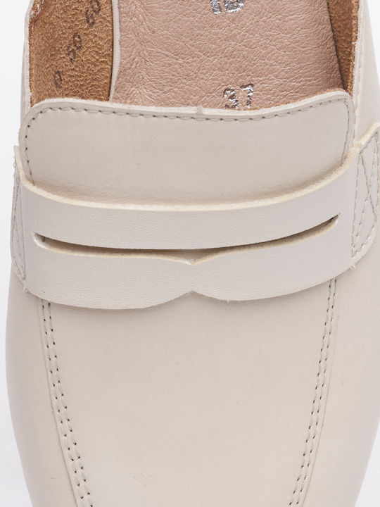 Flat Δερμάτινα Mules σε Μπεζ Χρώμα