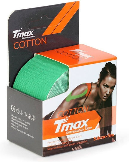 Tmax Cotton Waterproof Kinesiology Tape 5cm x 5m Green