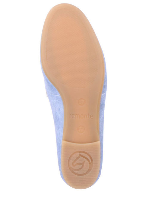 Leather Women's Moccasins in Light Blue Color