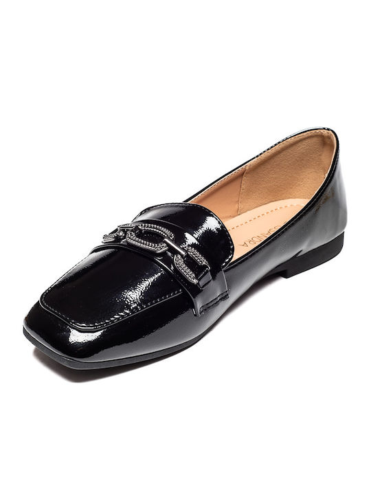 Cassandra Patent Leather Women's Moccasins in Black Color