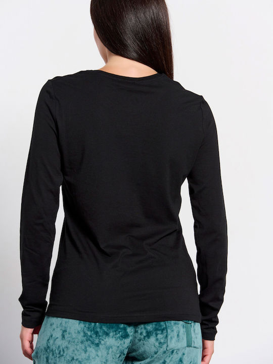 BodyTalk Женска спортна блуза Дълъг ръкав Черна