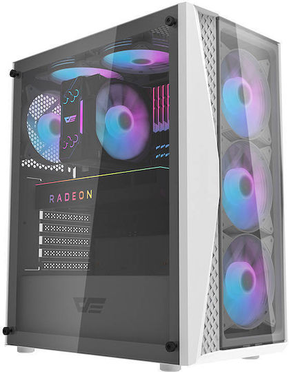 Darkflash DK352 Plus Gaming Midi-Turm Computergehäuse mit Seitenfenster und RGB-Beleuchtung Black / White