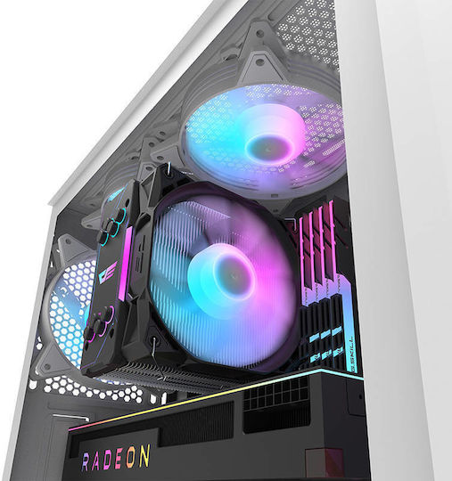 Darkflash DK352 Plus Gaming Midi-Turm Computergehäuse mit Seitenfenster und RGB-Beleuchtung Black / White