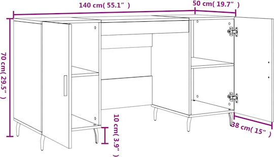 Birou Lemn Gri 140x50x75cm