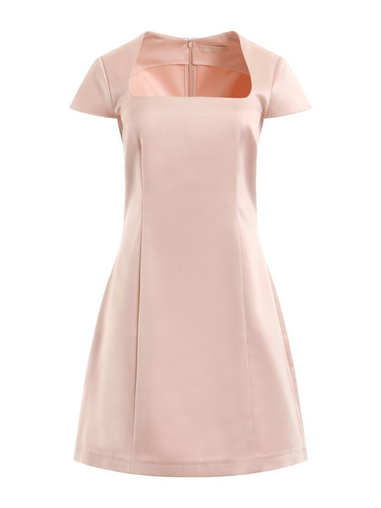 Guess Καλοκαιρινό Mini Βραδινό Φόρεμα Σατέν Ροζ