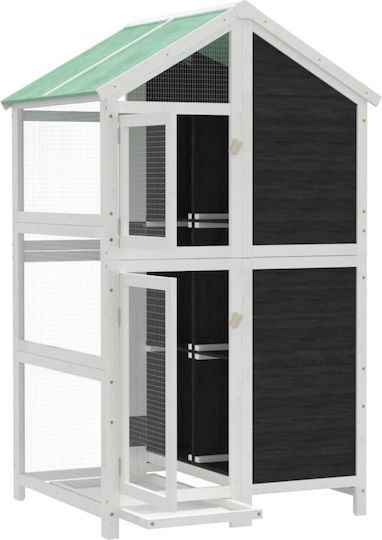 vidaXL Ξύλινο Κλουβί Πτηνών 97x81x152εκ. Γκρι