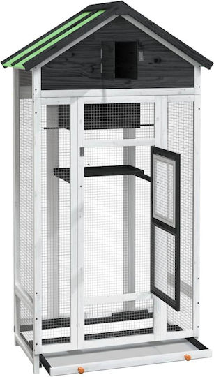 vidaXL Ξύλινο Κλουβί Πτηνών 91.5x53x170εκ. Γκρι
