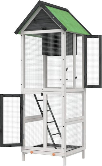 vidaXL Дървена Клетка За Птици 60x58.5x160см Сив
