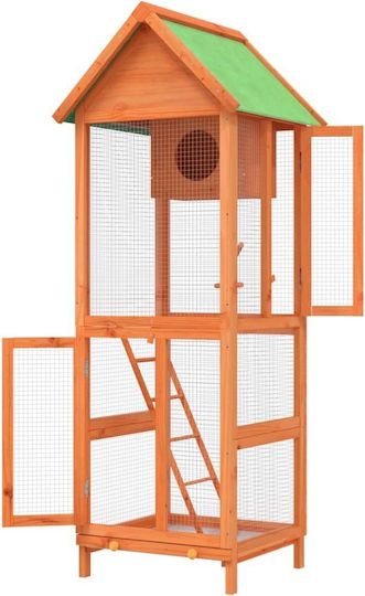 vidaXL Wooden Bird Cage 60x58.5x160cm. Brown