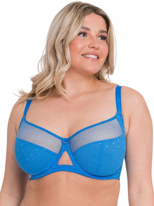 Curvy Kate Victory Balconette Γαλάζιο Σουτιέν με Μπανέλες