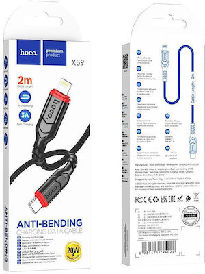 Hoco X59 Braided USB-C to Lightning Cable 20W Μαύρο 2m