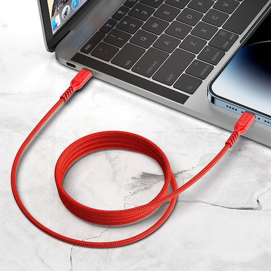 Hoco X59 Braided la Cablu Lightning 20W Roșu 2m (HC-X59RDTCL-2)
