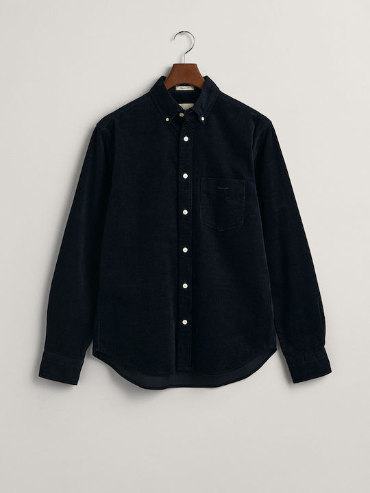 Long-sleeved Corduroy Shirt Navy Blue