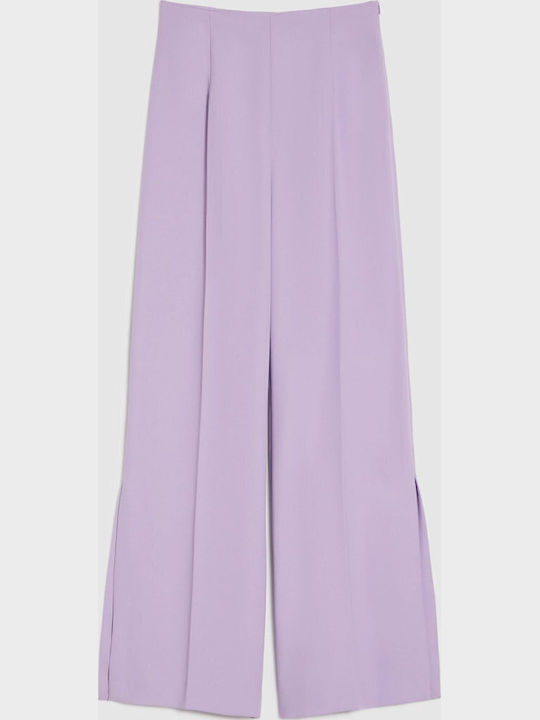 Women's High-waisted Fabric Trousers Flare Purple