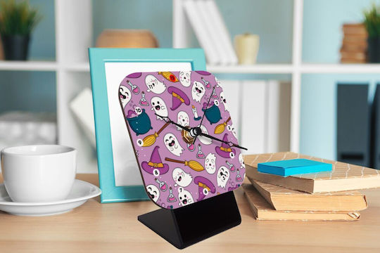 Koupakoupa Щастлив Масов Часовник с Индикатори Дървен Лилав KP_2136_CLOCK-DESK-SQUARE