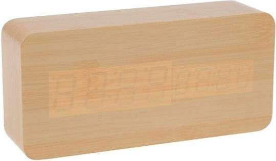 Tischuhr Digital Holz mit Wecker Beiges 14270-003000R-005XR