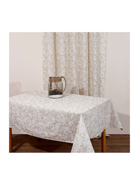 Viopros Άρια Cotton & Polyester Tablecloth Μπεζ 140x180cm