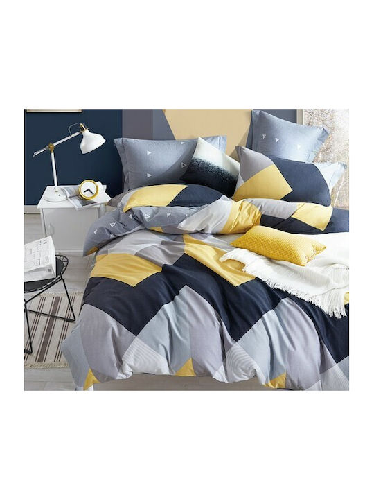 Viopros Κατρίν Super Double Cotton Satin Duvet Cover Set with Pillowcases 220x240 Γκρι 654568