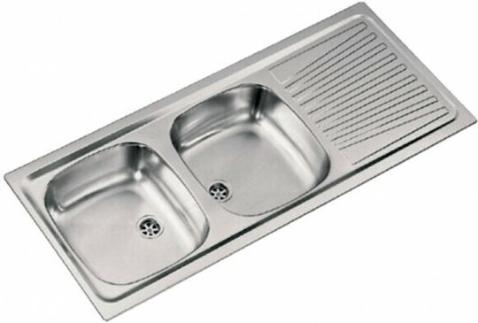 Sanitec Mondial Drop-In Kitchen Sink Inox Satin Finish M116xP50cm Silver