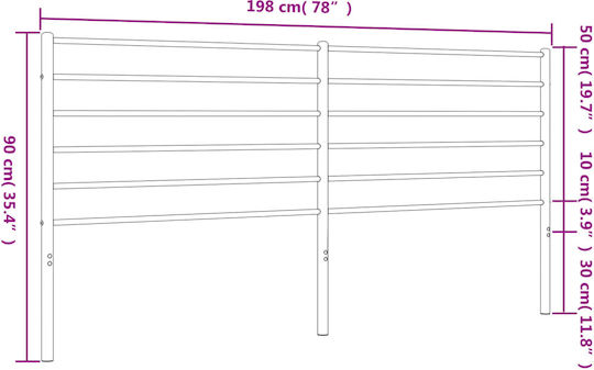 vidaXL Metallic White Bed Headboard 198x90cm