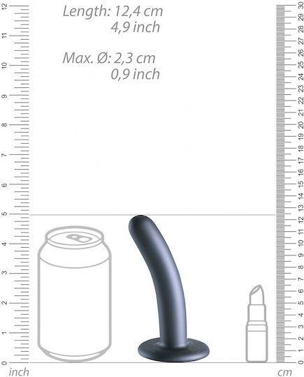 Shots Ouch! Smooth Silicone G-Spot Glass Dildo with Balls and Suction Cup Gray 12cm